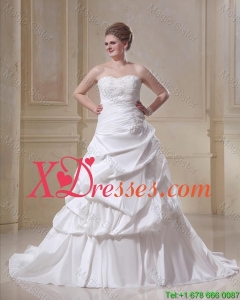 Cheap Plus Size A Line Strapless Appliques Wedding Dresses