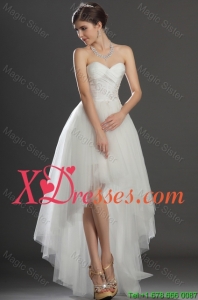 2021 Fashionable Beading and Appliques High Low Wedding Dresses in Tulle