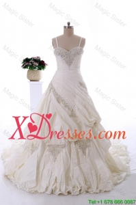 Fashionable Cheap Beading Wedding Dresses with Chapel Train