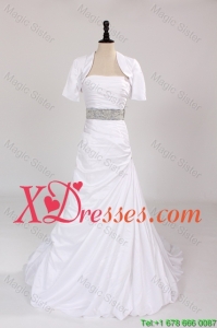 Exclusive Cheap Strapless Court Train Wedding Dresses with Beading