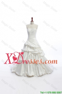 Elegant A Line Strapless Wedding Dresses with Pick Ups for Cheap