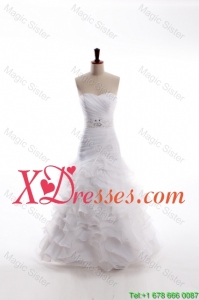 Affordable Mermaid Sweetheart Brush Train Beaded Wedding Dresses