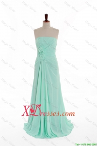 Cheap Summer Gorgeous Empire Strapless Prom Dresses with Hand Made Flowers