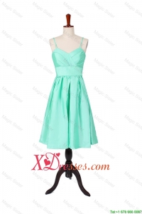 Cheap Summer A Line Spaghetti Straps Apple Green Prom Dresses