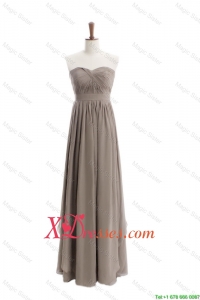 Cute Cheap Empire Grey Long Prom Dresses with Ruching
