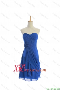 Customize Hand Made Flowers and Ruching Short Prom Dresses in Royal BlueCustomize Hand Made Flowers and Ruching Short Prom Dresses in Royal Blue