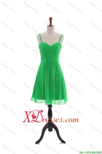 Cheap Summer Simple Spaghetti Straps Short Prom Dresses with Ruching