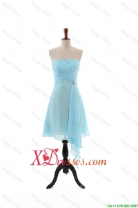 Popular Empire Strapless Ruching Prom Dresses with Beading for Holiday