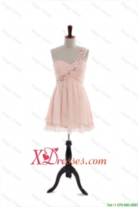 Most Popular One Shoulder Beading Short Prom Dresses in Pink