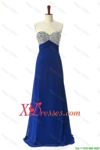 Perfect Cheap Beading Sweep Train Prom Dresses in Royal Blue