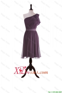 Exquisite Cheap One Shoulder Prom Dresses with Ruching and Belt