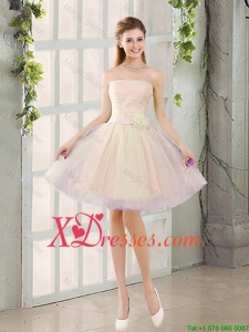 Cheap Fall Sexy A Line Strapless Short Bridesmaid Dresses with Belt
