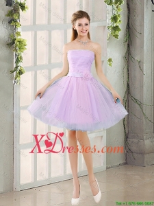 Custom Made A Line Strapless Ruching Bridesmaid Dresses with Belt