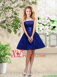 Discount Empire One Shoulder Champagne Bridesmaid Dresses with Belt