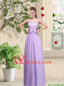 Beautiful Scoop Bridesmaid Dresses with Lace and Bowknot
