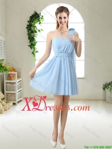 Decent One Shoulder Bridesmaid Dresses with Hand Made Flowers
