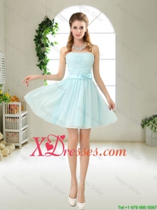 Elegant Strapless Mini Length Bridesmaid Dresses with Bowknot