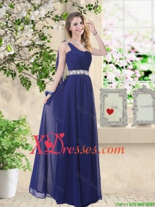 Comfortable One Shoulder Bridesmaid Dresses in Navy Blue