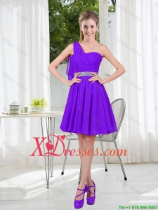 Custom Made A Line One Shoulder Belt Short Dama Dress