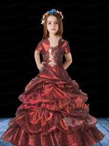 2020 Fashionable Straps Sequins Little Girl Pageant Dresses with Pick-ups