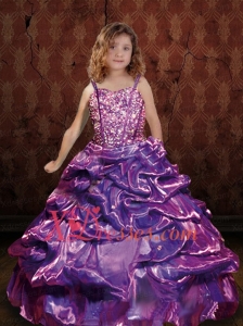 Purple One Shoulder Ball Gown Beading Little Girl Pageant Dress for 2020