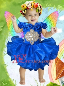 2020 Romantic Royal Blue Ball Gown Ruffles Little Girl Dresses