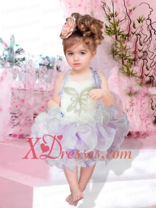 Lavender Beading and Ruffles 2020 Elegant Little Girl Dress with Halter