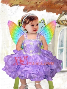 2020 Elegant Straps Beading and Ruffles Little Girl Dress in Lavender