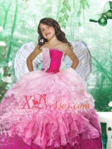 2020 Inexpensive Sweetheart Pink Beading and Ruffles Little Girl Pageant Dress