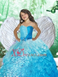 2020 Wonderful Sweetheart Blue Little Girl Pageant Dress with Beading and Ruffles