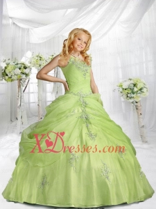 Beautiful Straps Appliques and Pick-ups Little Girl Pageant Dress