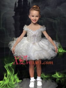 Off the Shoulder Short Mini-length Beading and Ruffles Little Girl Dresses for 2020