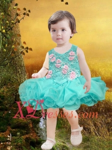 Elegant A-Line Scoop Little Girl Dresses with Appliques Bowknot in Green for 2020