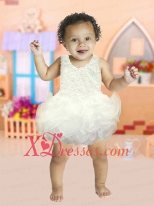 Pretty A-Line Scoop Little Girl Dresses with Appliques in White for 2020