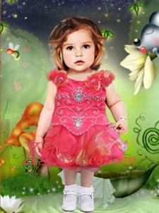 2020 Cute Scoop Knee-length Little Girl Dress with Beading