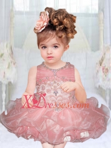 2020 Pretty Light Pink Scoop Mini-length Little Girl Dresses