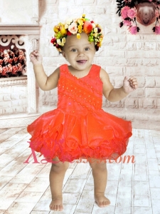 2020 Scoop Beading and Ruffles Backless Little Girl Dress with Short