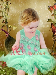 Cute Appliques and Ruffles Backless Organza Little Girl Dress for 2020