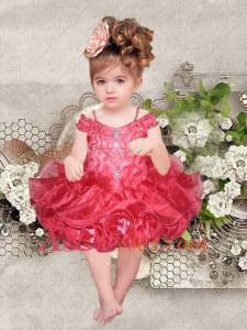 Elegant Red Ball Gown Mini-length Little Girl Dress in Red