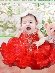 Red Popular Ball Gown Straps Mini-length Little Girl Dresses