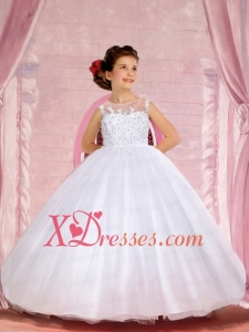 Elegant Ball Gown Appliques Bateau Floor-length Flower Girl Dress for 2020