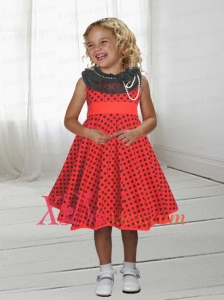 Beautiful A-Line Scoop Knee-length Orange Red Little Girl Dress