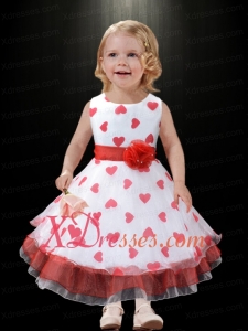 Elegant A-Line Scoop Ankle-length Little Girl Dress with Belt