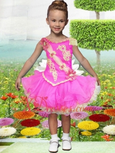 Hand Made Flowers and Appliques Knee-length Little Girl Dress for 2020