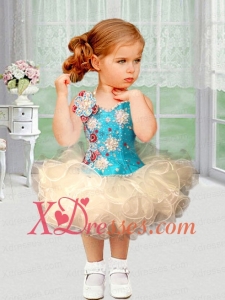 2020 Luxurious Short Knee-length Beading Little Girl Dress with V-neck
