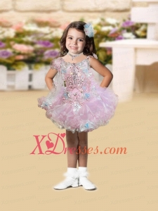 2020 Pink Scoop Mini-length Pretty Little Girl Dress with Beading