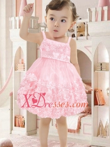 Lovely Pink Straps Flower Girl Dress with Mini-length