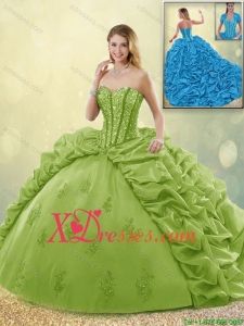Detachable Beautiful Appliques and Pick Ups Sweet 16 Dresses with Brush Train