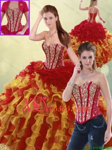 Luxurious Beading and Ruffles Pretty Quinceanera Dresses in Multi Color