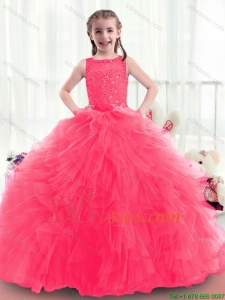 Modern Bateau Beading Mini Birthday Party Dresses in Coral Red